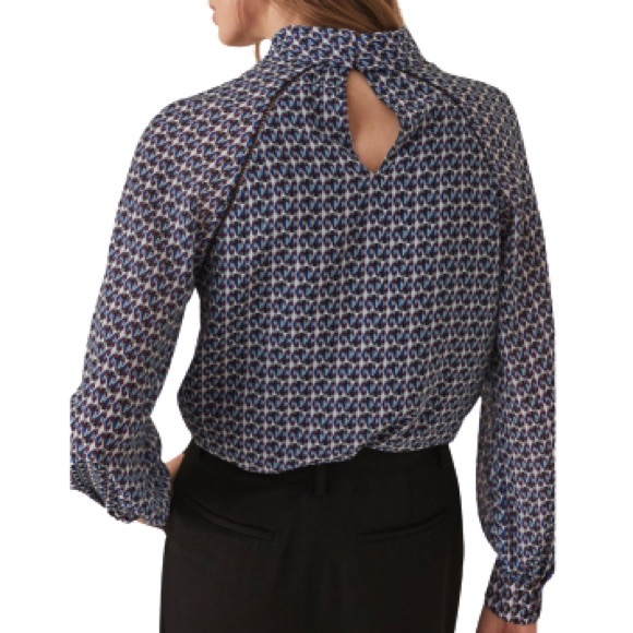 NWT Reiss Tatiana Diamond Print Blouse - Picture 2 of 5